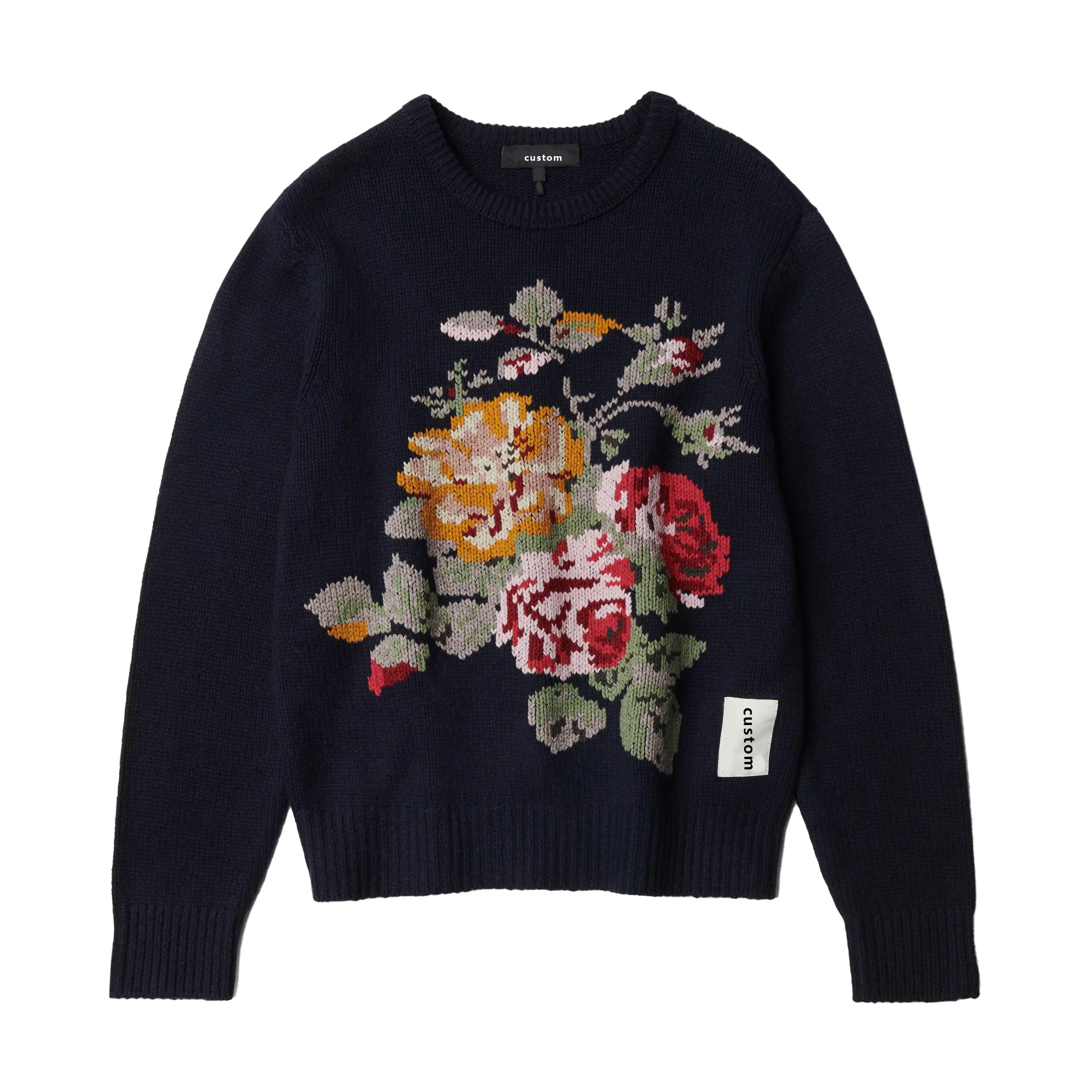 2023 High Quality Manufacturer New custom knit jacquard logo pullover knitted cotton sweater for men