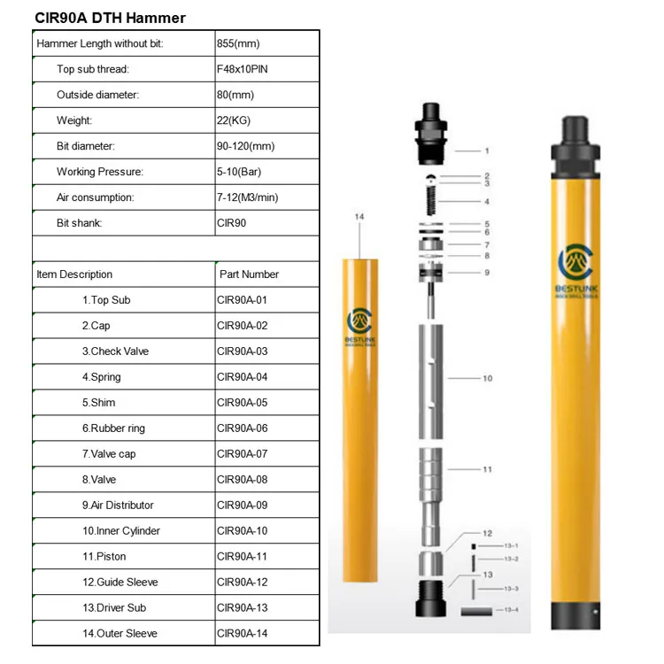 Top quality BQ90-P DTH pneumatic rock drilling machine for Deep Borehole Drilling
