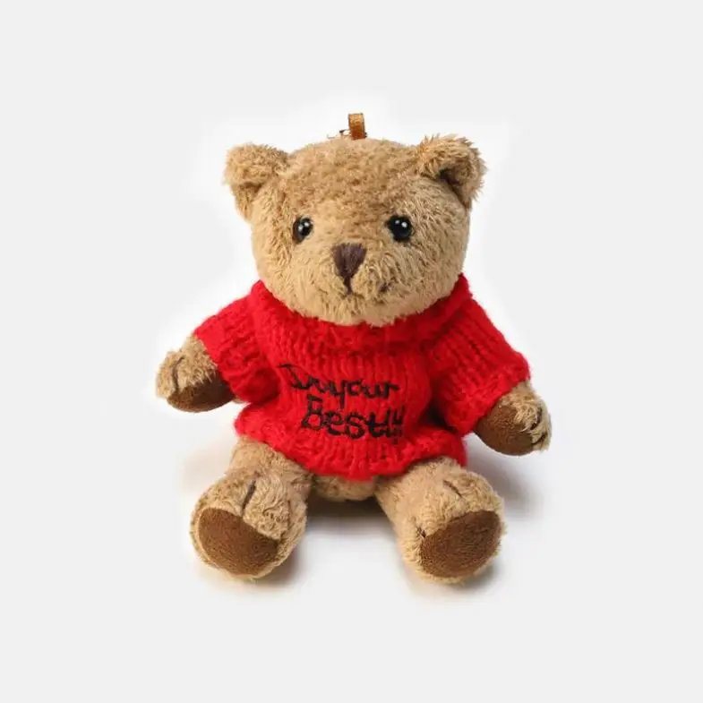 Kawaii 13CM Teddy Bear Plush Doll Keychain Gift Doll Bag Pendant Accessories Cartoon Sweater Clothing Cute stuffed animal toys