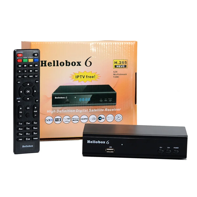 Hellobox 6 H.265 HEVC 1080P Full HD Satellite TV Receiver Power vu DVB S2/S2X set top box Hellobox 6