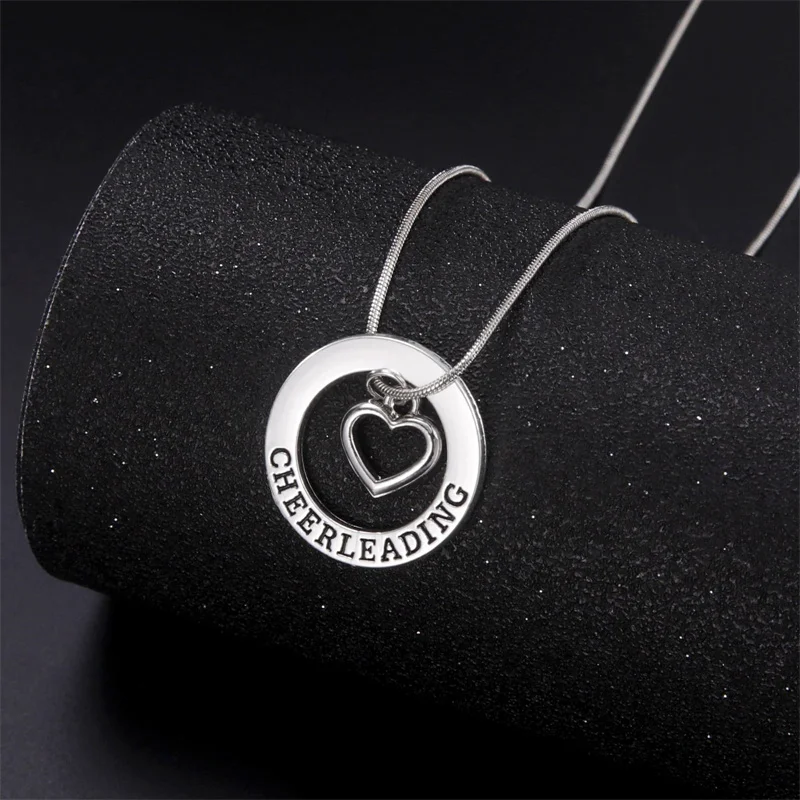 Love Cheerleading Charm Pendant Cheer Cheerleader Stainless Steel Necklace Gifts Jewelry for Girls Teens Women