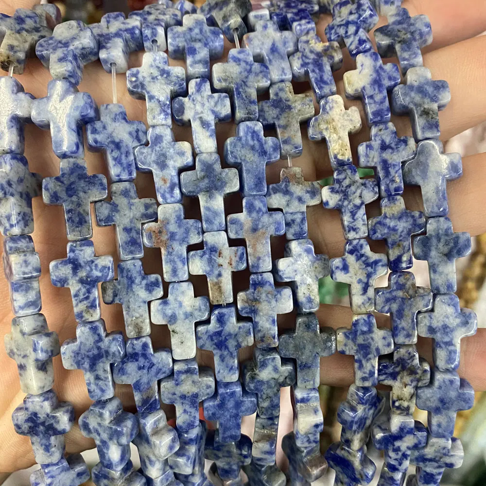 Wholesale Natural Crystals Healing Gemstone Jewelry 12x16mm Loose Cross Shape Stone Beads For Bracelet Making