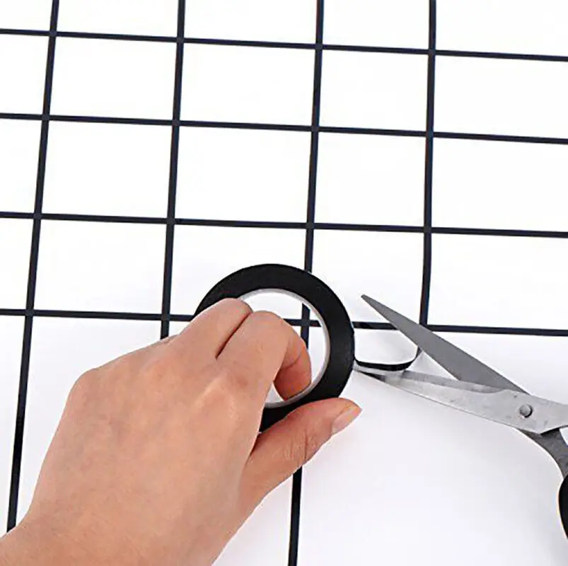 66m x 3mm Self Adhesive Whiteboard Grid Gridding Marking Tape Non Magnetic Black