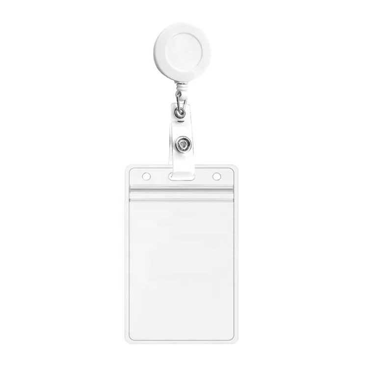 Clear Soft PVC Badge Holder with ABS Plastic Retractable Reel Clip for Medical Doctor Nurse School Teacher Student ID Card