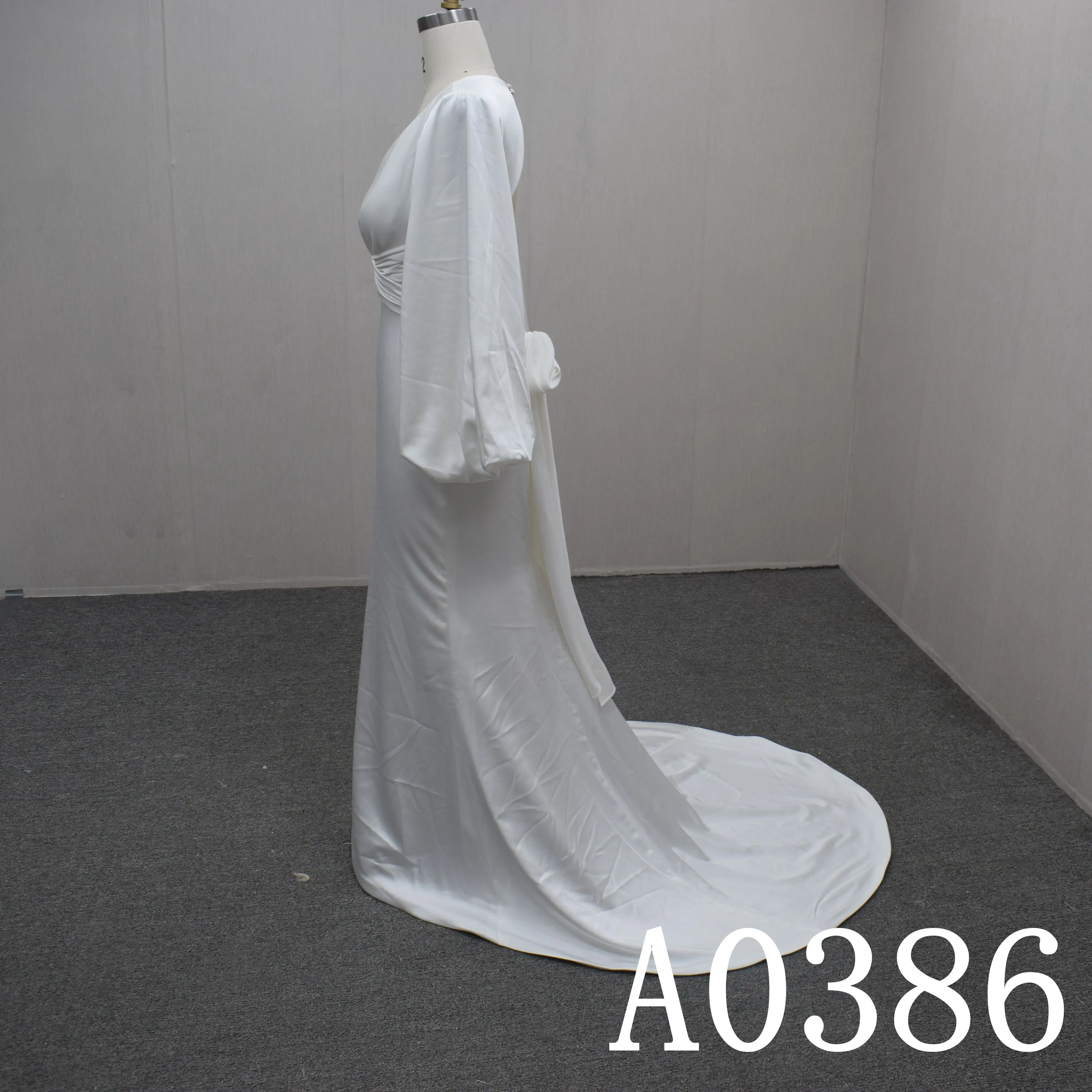 2025 New Style Simple Bridal Outdoor Wedding Dresses   Elegant Satin Long Sleeve Mermaid  Wedding Dresses With a Church Train