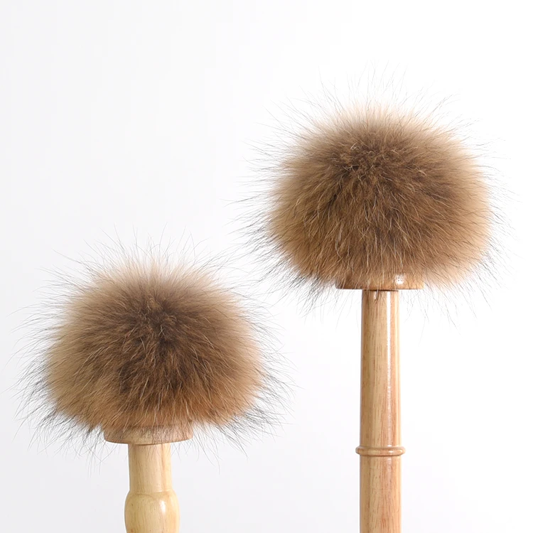 13CM KAZUFUR Factory Price Real Fur Balls For Hats Raccoon Fur Balls