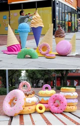 mall decoration Outdoor giant ice cream cones sculpture resin  fiber glass sculpture for ice cream donut decorations