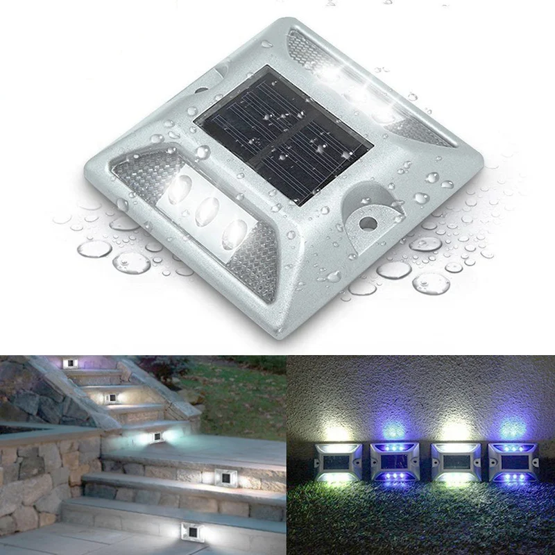 Traffic Safety Constant or Blinking Aluminum Solar Road Stud Reflector Light LED Reflective Cat Eye Street Marking for Driveway