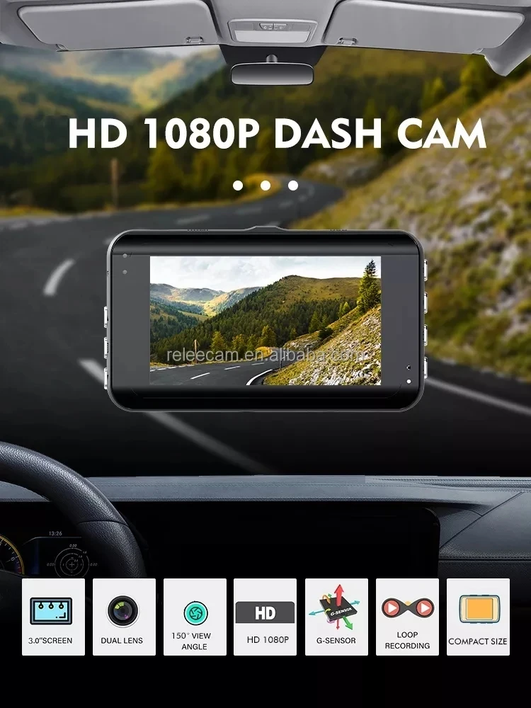 FHD 1080P 170 Degree Wide Angle 3.0 Inch Vehicle Black box Car DVR Dashcam Support G-sensor Video Recorder