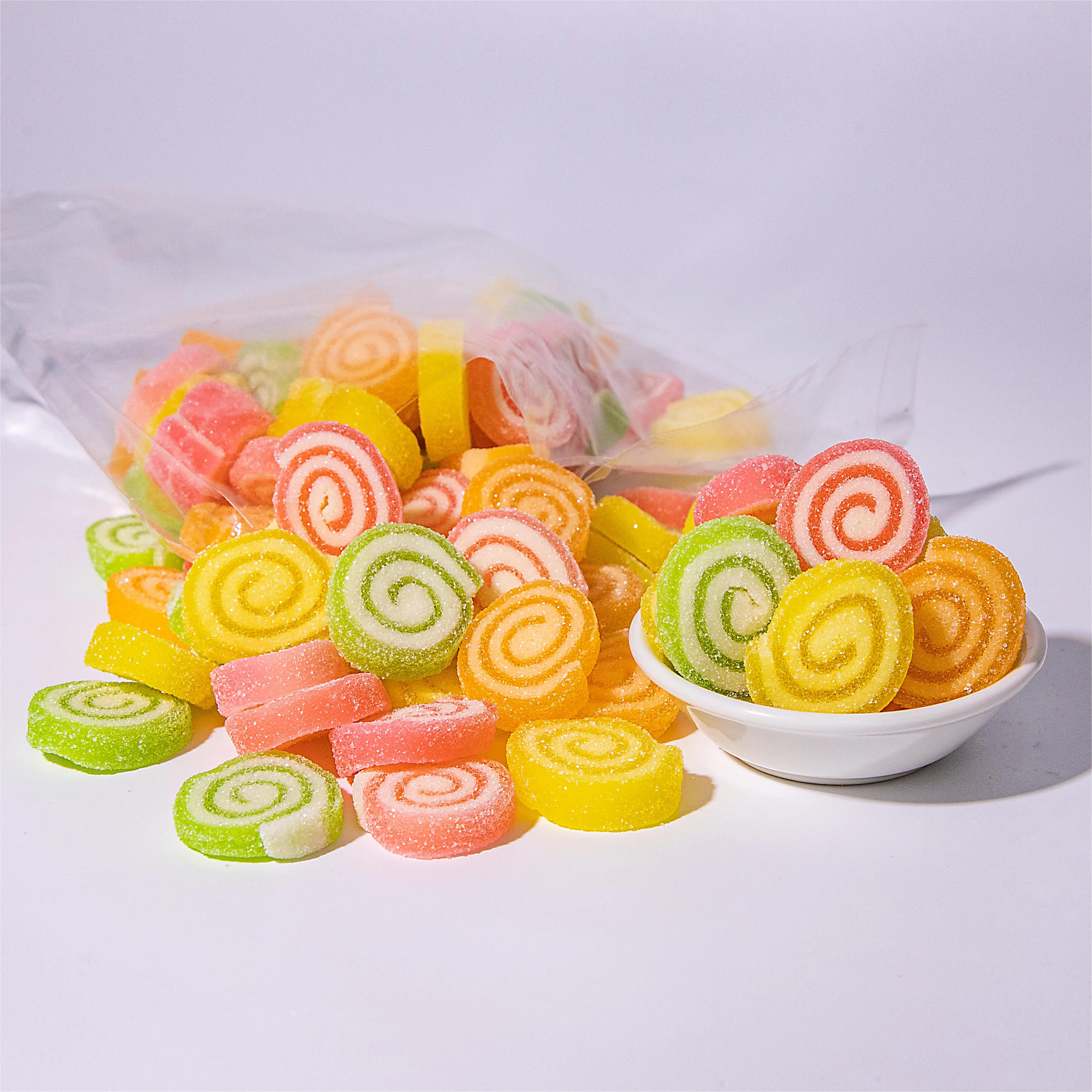 Wholesale Bulk Halal Sugar Coated Customized Circle Shaped Gummy Candy