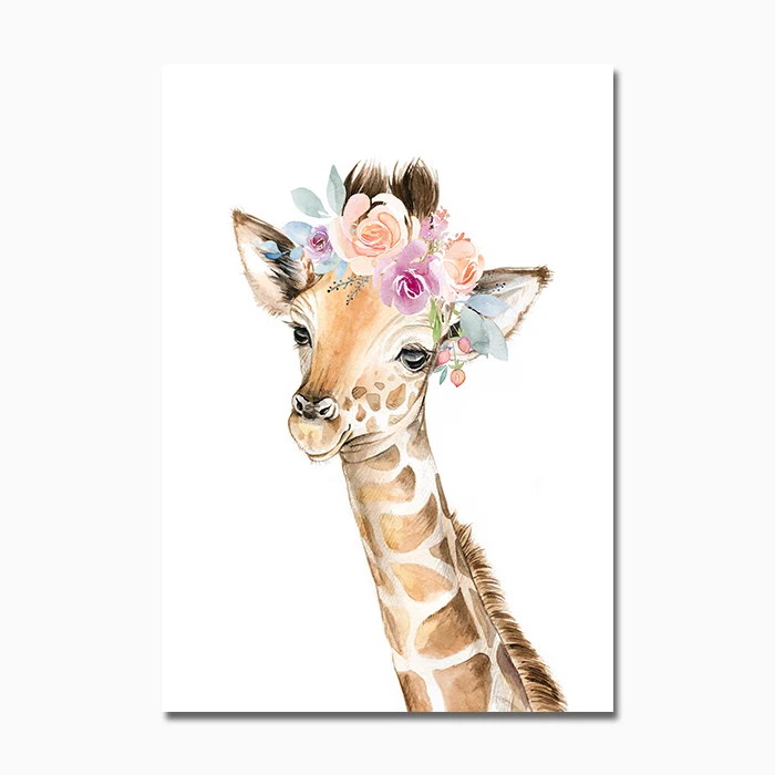 Painting Wall Pictures Kids Baby Bedroom Decor Flower Animal Canvas Poster Lion Zebra Elephant Giraffe Nursery Wall Art Print