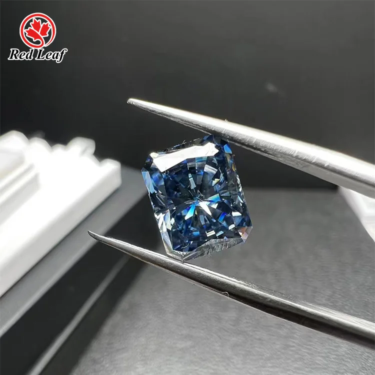 Redleaf Fashion Sapphire Blue Color VVS1 Moissanite GRA Certified Round Oval Emrald Square Pear Fancy Cut Synthetic Moissanite