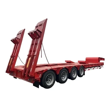4 Axles 80T Lowbed Semi Trailer For Excavator  Excavator Transport
