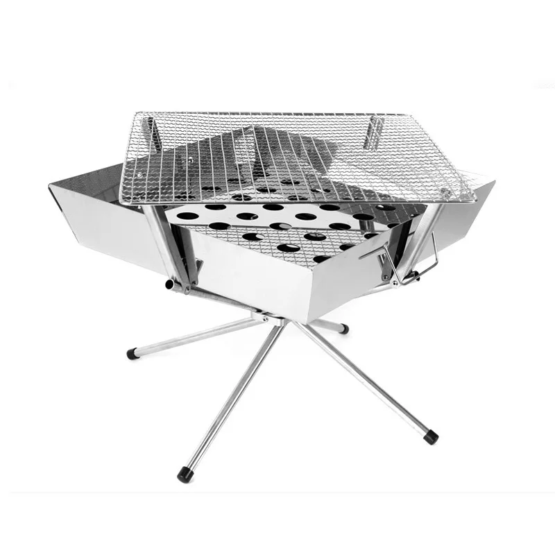 Outdoor portable grill charcoal grill multi-functional camping picnic fire rack