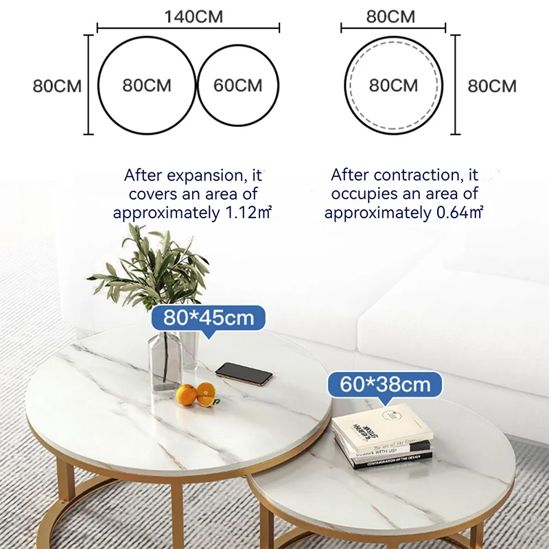 Hot Sale Living Room Sofa Furniture Luxury Marble Top Coffee Mdf Wood Side Nest Set Of 2 Nesting Coffee Table