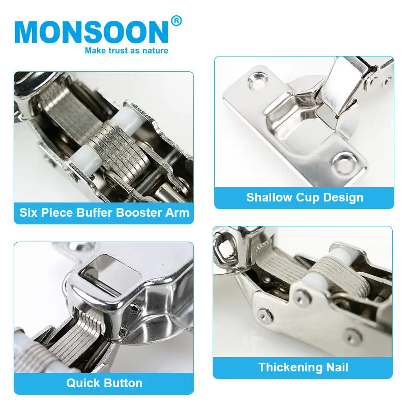 Stainless Steel Furniture Hydraulic Invisible Kitchen Full Overlay 35mm Clip on Cabinet Hinges Soft Close for Cupboard Bedroom