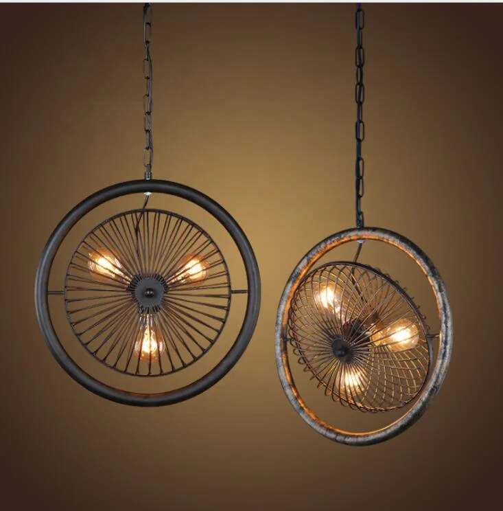 New Arrival Industrial Vintage E27 E26 Edison Fan Ceiling Light Antique Fan Pendant Light