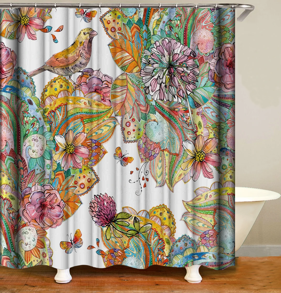 i@home home goods purple lavender designer prints flower washable bathroom shower curtains polyester