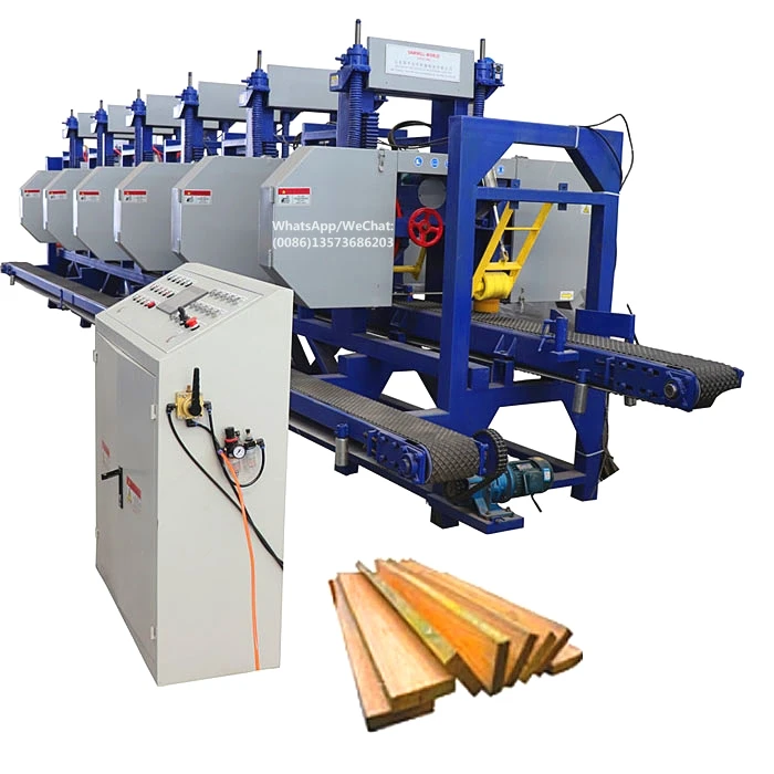 Electric lumber sawing machine 5 sawmill heads timber bandsaw resaw horizontal