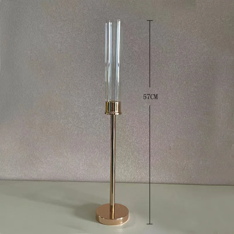 Wholesale Three Piece Set Candle Stand Gold Acrylic Candleholder Wedding Long Bulk Candles Stick