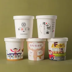 Kraft noodle paper bowl disposable take away soup cup fast food packing containers