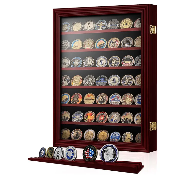 Solid Wood Coin Display Box Case Holds 100 Coins Military Coins Wood Packing Box with Removable