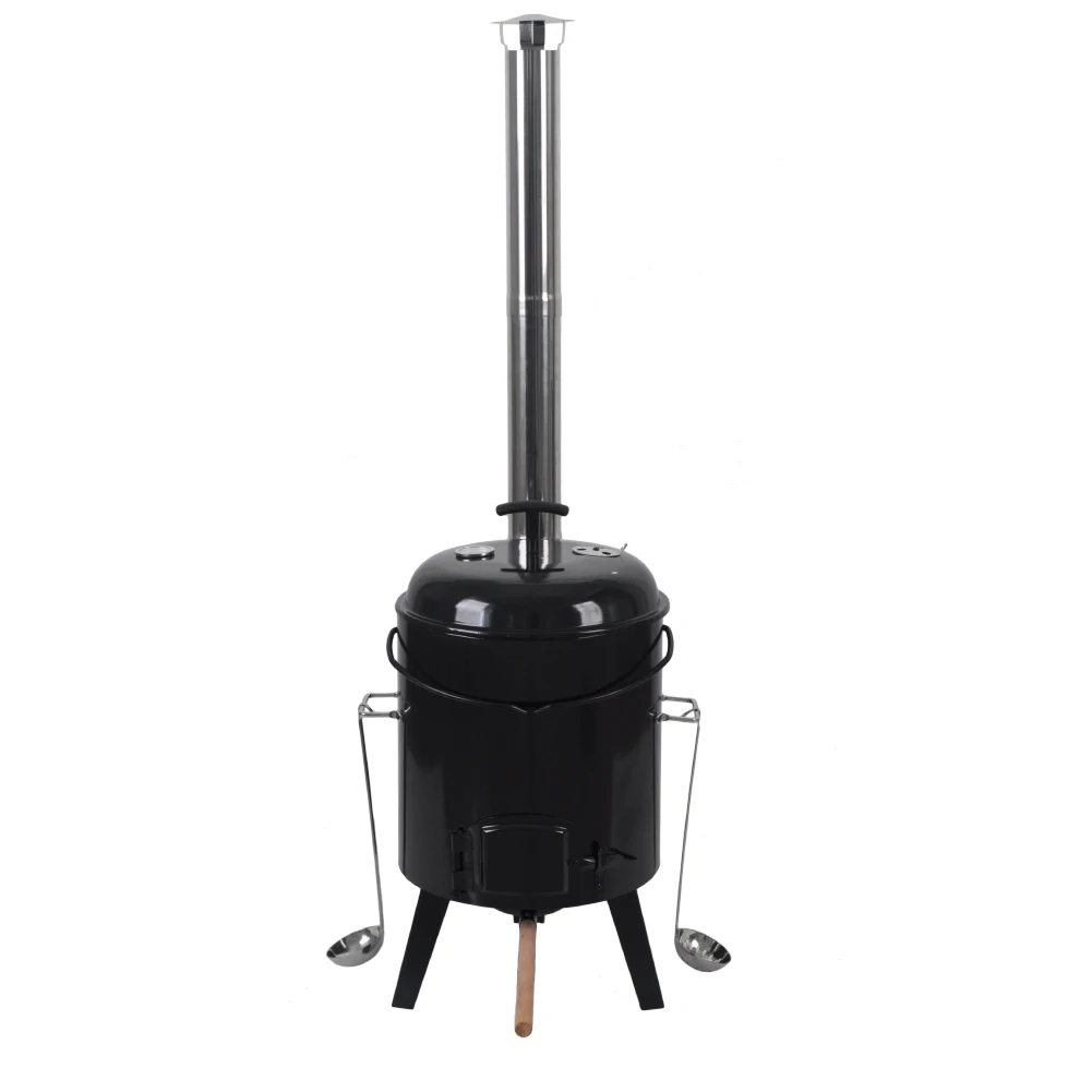 SEJR 17L Enamel Steel Boiler with BBQ outdoor Kitchen Soup Boiler  Stew Pot  Stove Burner Stand With Lid Camp Oven