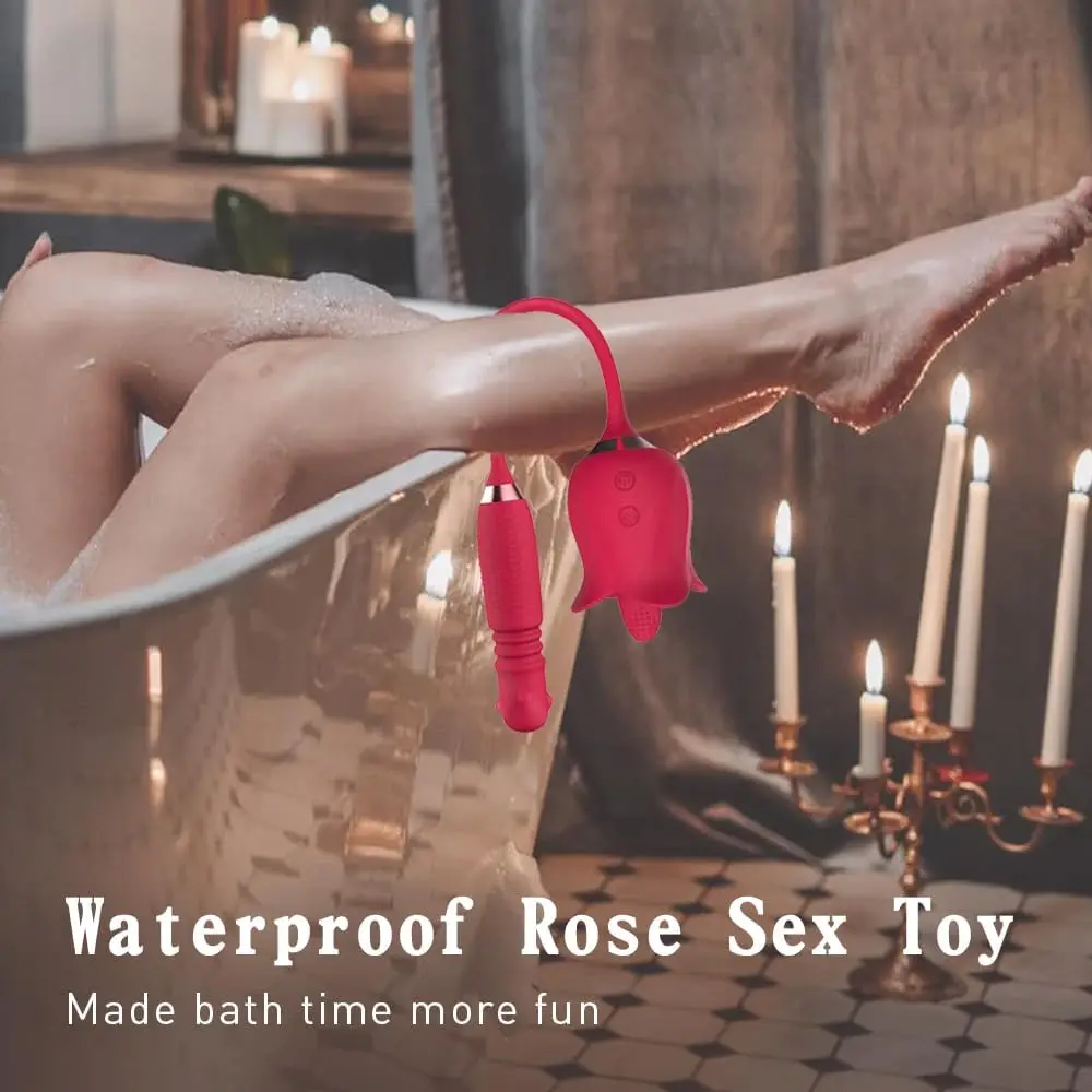 Rose Sex Toy for Womens Sex - 3in1 Upgrade Rose Sex Stimulator for Women- 10 Tongue Licking & 10 Telescopic & 10 Ball Rotation