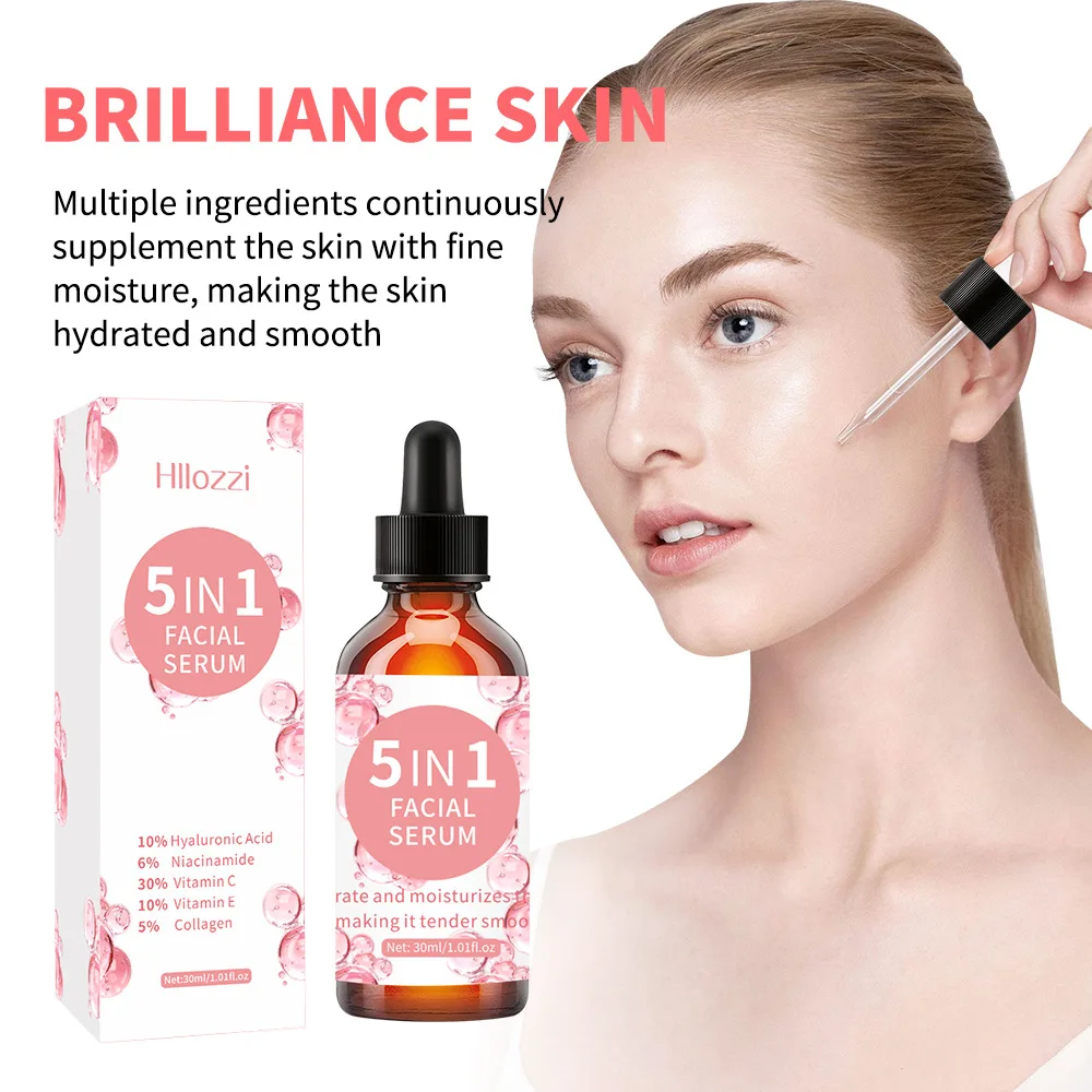 Hyaluronic Acid Vitamin C Collagen 5 In 1 Essence Moisturizing Facial Water Brightens Skin Tone Niacinamide Vitamin E Essence