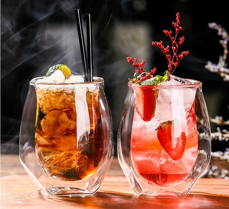 High borosilicate hydrochloric acid heat-resistant glass anti scalding double-layer fruit juice wine coffee cup