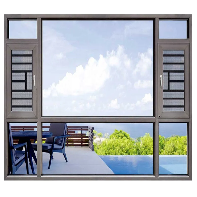 Modern Veranda Aluminum Casement Window Drawing Casement Inward Opening Casement Window With Stainless Steel King Kong Gauze