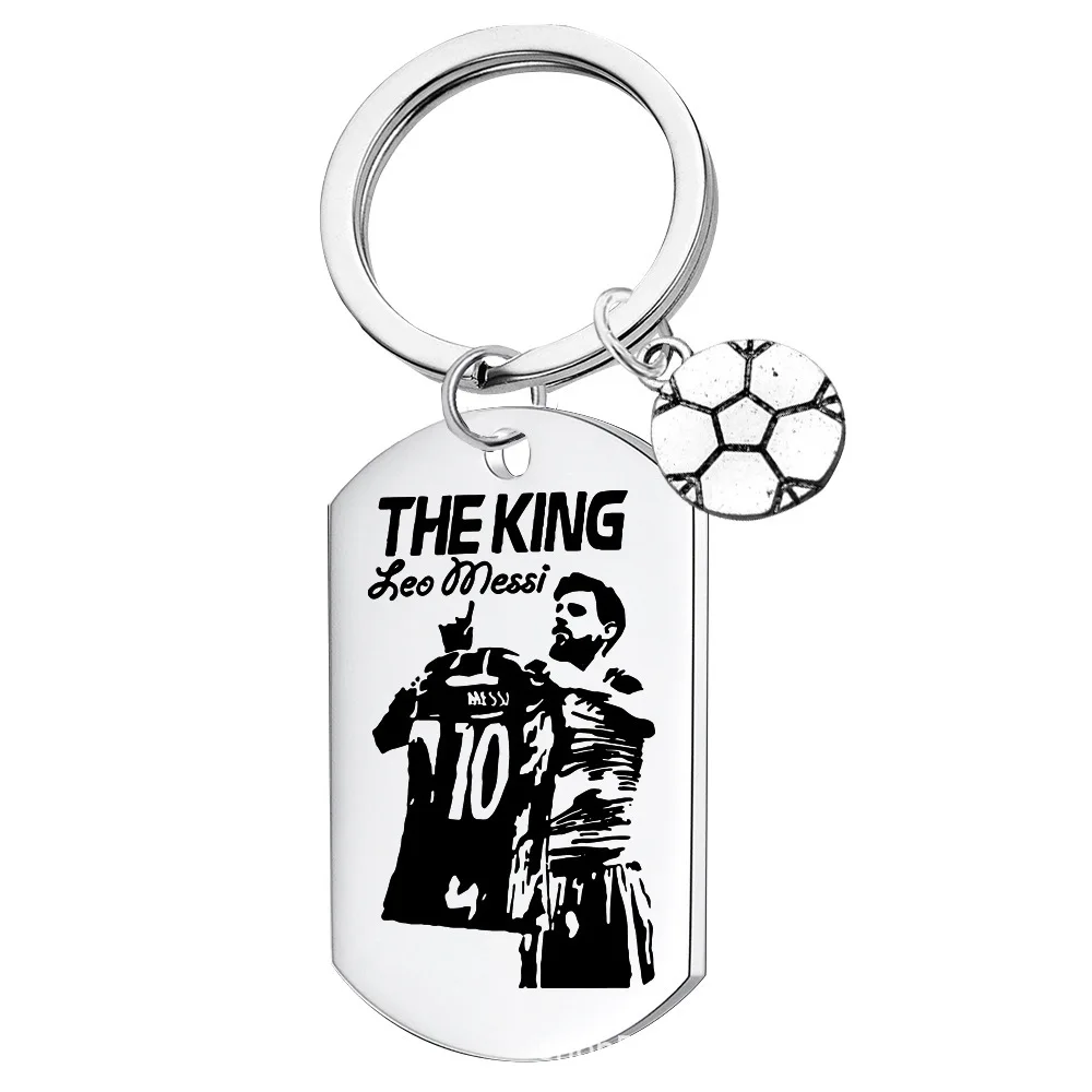 Wholesale Soccer Football Star Stainless Steel Keychain Pendant Engraving
