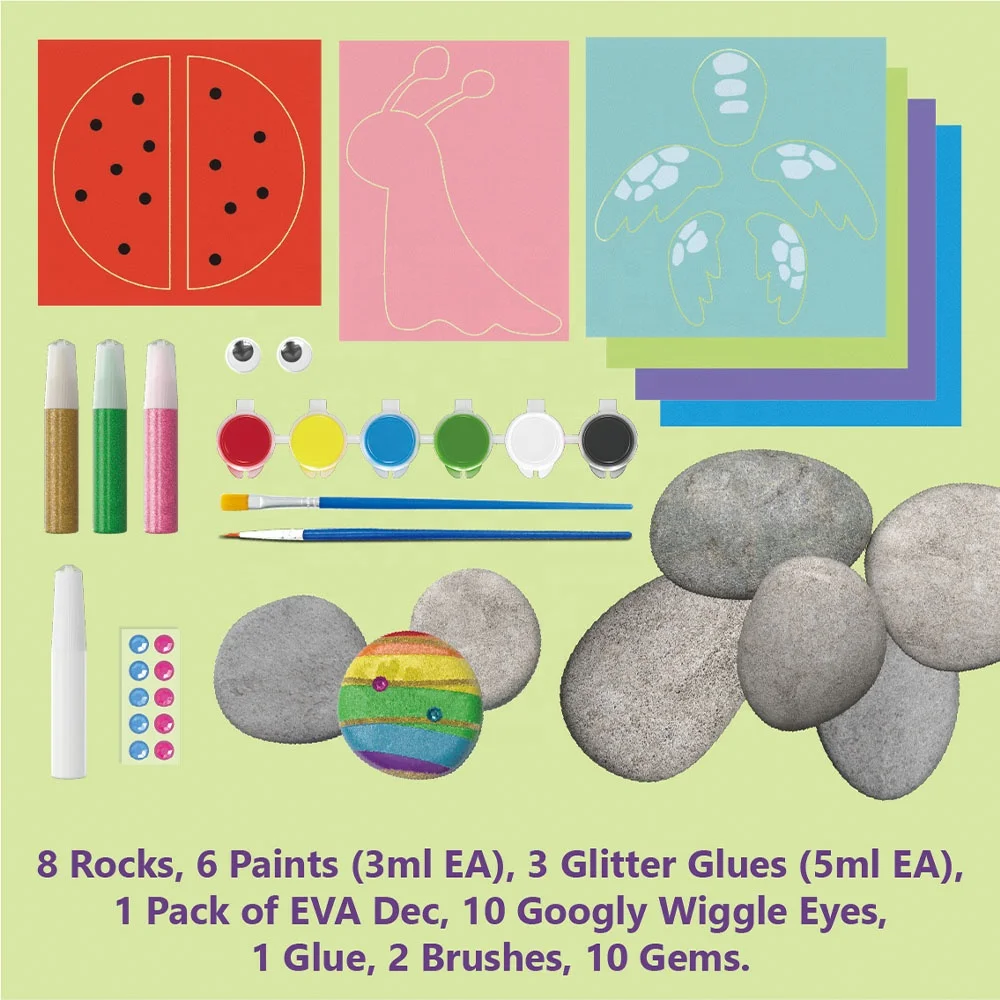 Creative Rock Painting Kit EVA Dec. Colorful Animal Rocks DIY Arts & Crafts for Kids