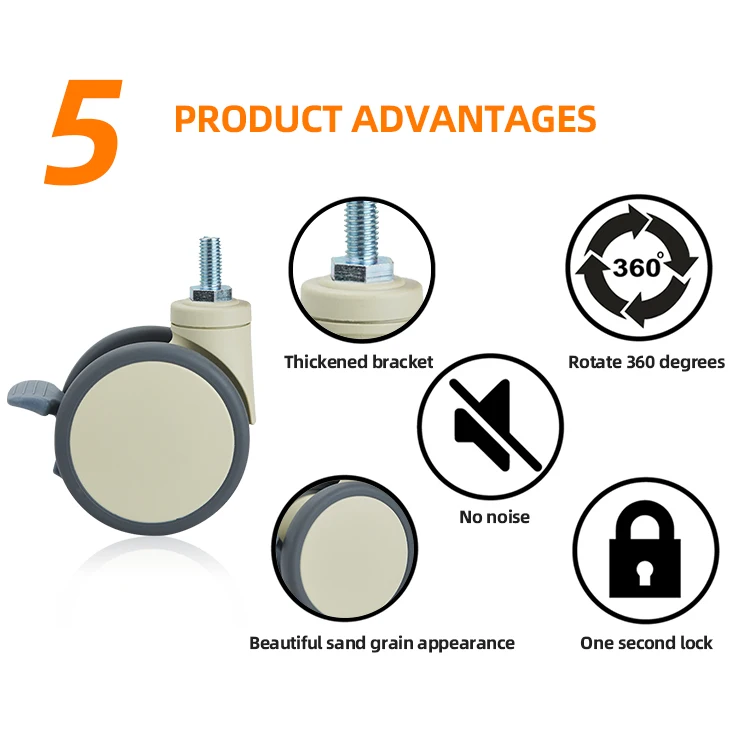 Hot Sale 360 Rotate TPR Nylon China Wheel 3 4 5 inch durable wheels Medical Equipment Casters