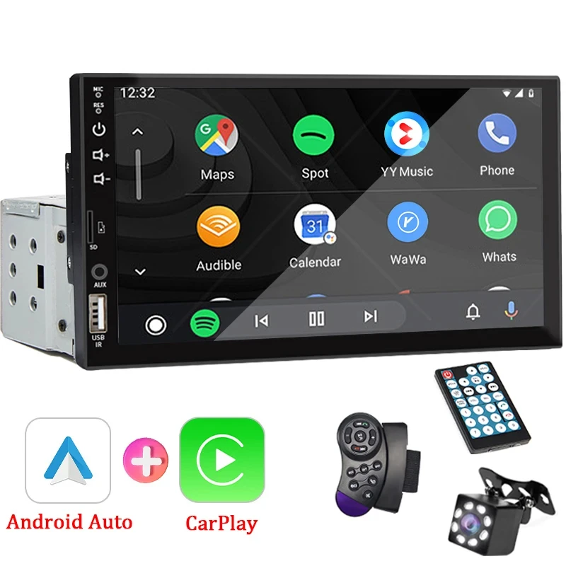 7inch Car Radio 1 Din Carplay Android Auto Multimedia Player HD Touch Screen FM AUX Input Bluetooth MirrorLink Universal