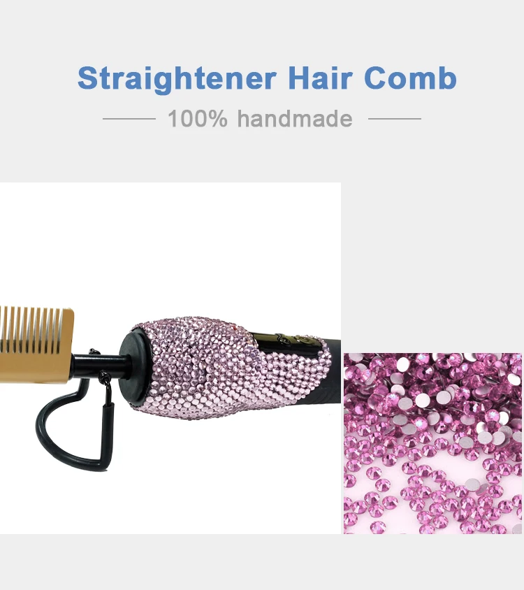 Wholesale Private Label Copper Hair Straightener Bling Hot Combs,Electric Hot Comb 500 Degrees,Custom Logo Hot Comb Electric