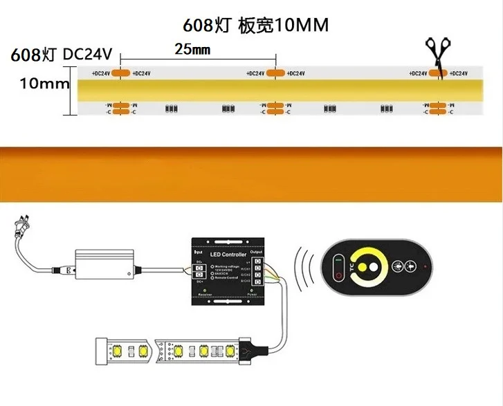 Диммируемая Светодиодная лента dotsfree dob Free dc24v белый цвет smart ic horse race chasing вода течет CCT белая светодиодная cob