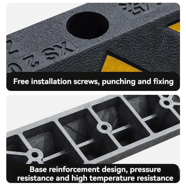 Black Yellow Heavy Duty Rubber Speed Bump Garage Wheel Stopper for Barrier Parking Car Parking Block