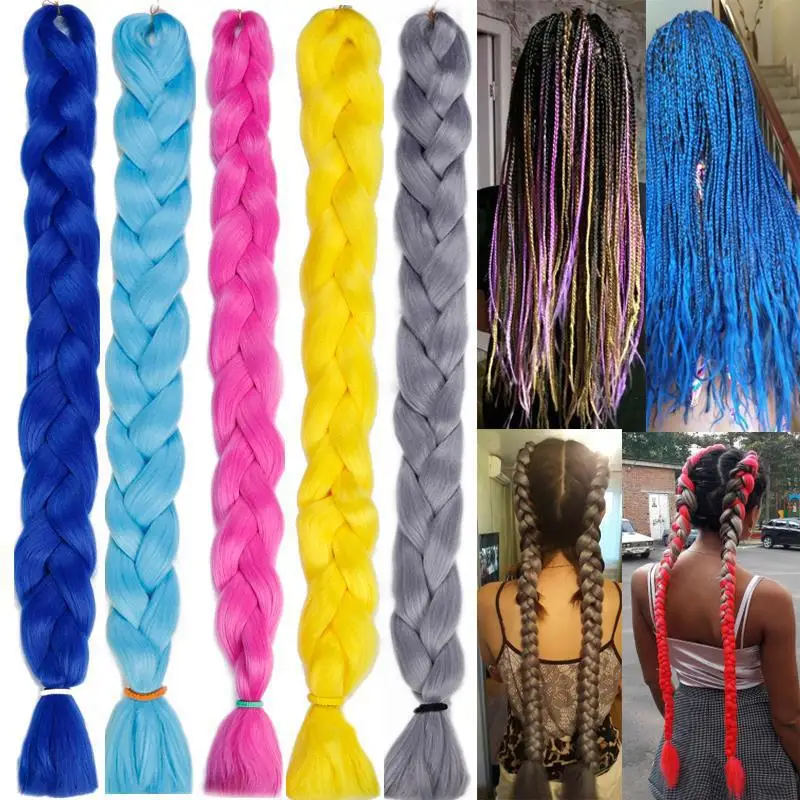41 Inch Bigger Ombre Jumbo Braiding Synthetic Hair 165g Pre Stretched 82 Inch Crochet Hair Extensions For Box Twist Braids