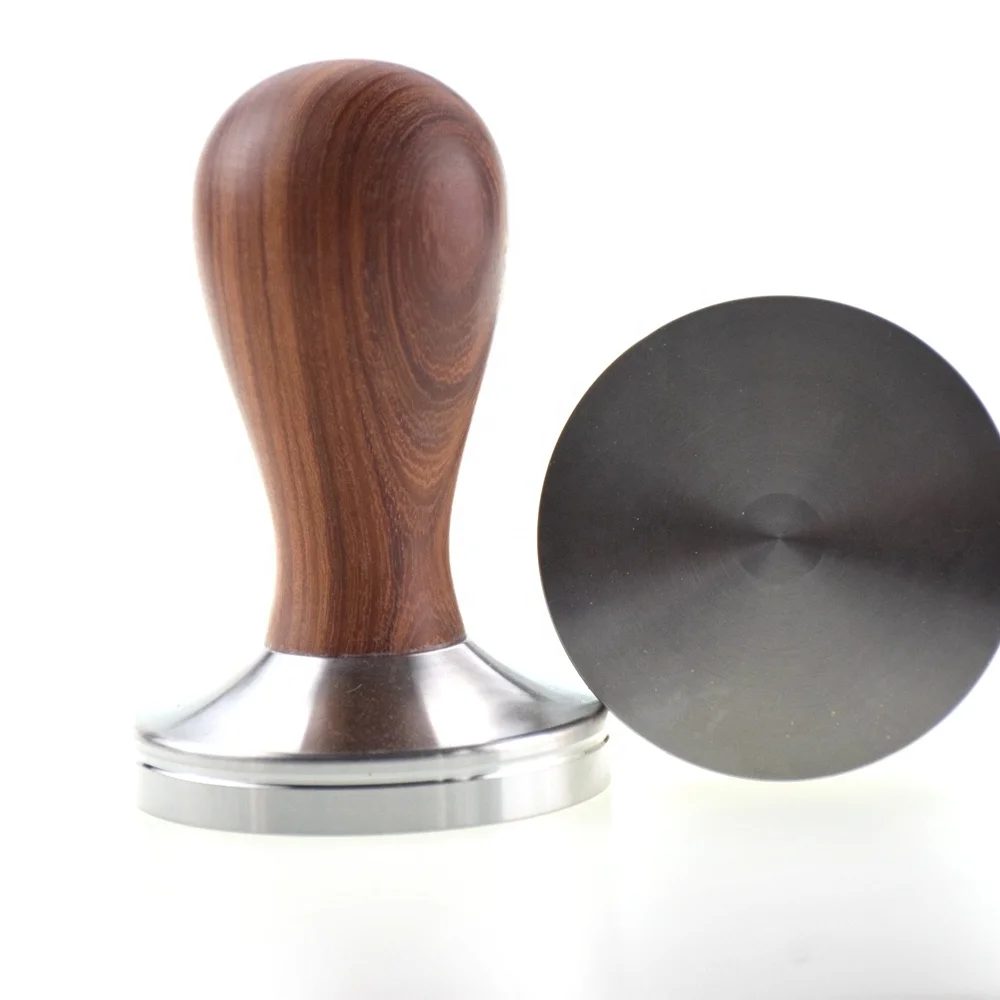 Ecocoffee Hot Sale wooden handle coffee tampers with handles 51mm 53mm 58mm Espresso Stainless Steel Coffee tamper YE06z