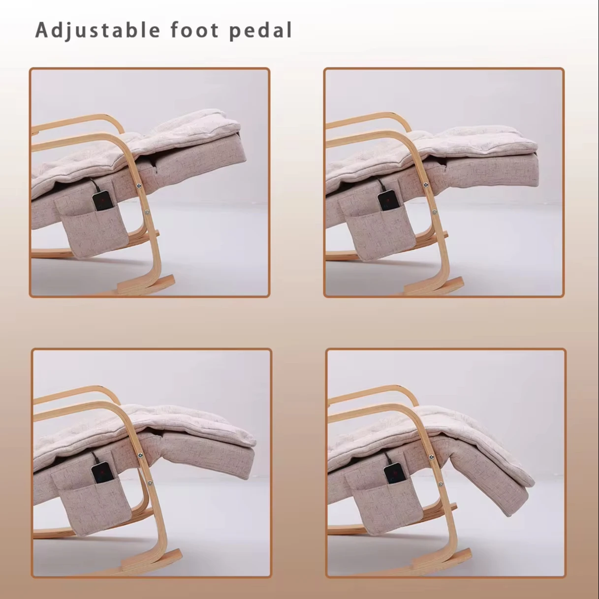 GUOHENG factory sale Living Room Furniture Luxury Wooden relaxer recliner rocking chair with massage