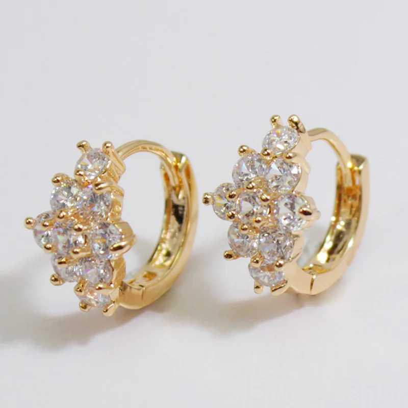FS Vintage Charm Korea Style Latest Huggie Design For Ladies Gift 14K Gold Plated Earrings