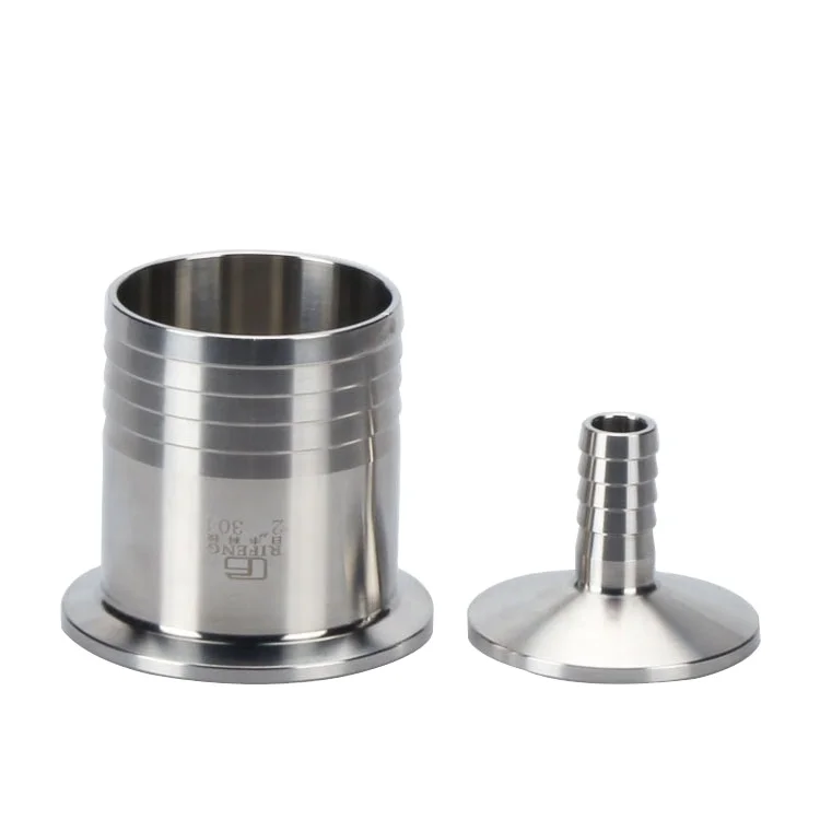 Sanitary Stainless Steel 304 316L Tri Clamp Ferrule Adapter Rubber Hose Barb Adapter