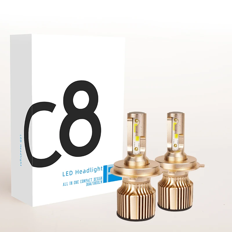 Оптовая продажа от производителя, роскошные светодиодные лампы C8 для фар золотого цвета, 12 В, 18 Вт, 36 Вт, супер яркая водонепроницаемая автомобильная лампа h4, h7, h11, 9005, 9006