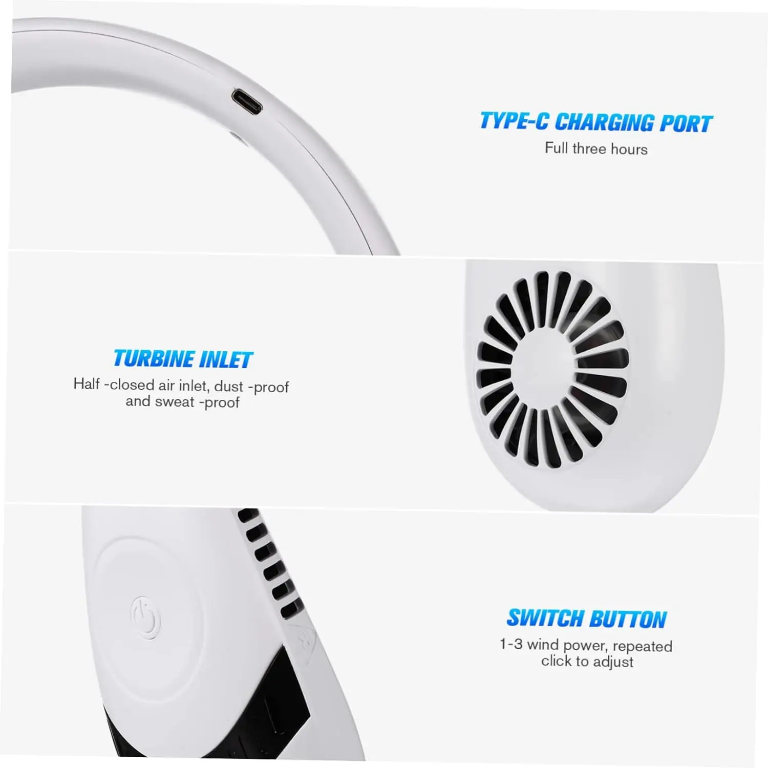 2024 Innovative summer products Bladeless Portable Wireless Turbo Neck Hanging USB Mini rechargeable Fan