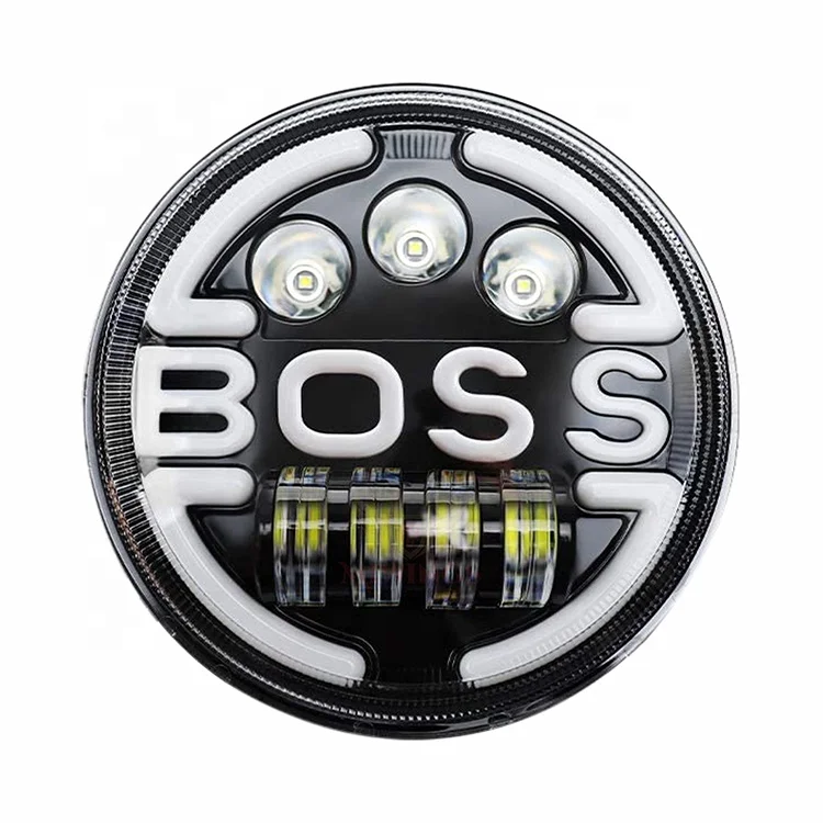 Круглый светодиодный Boss стиль Hi/ближнего и дальнего света 40 Вт авто свет работы сборки номерной знак лампа для wrangler внедорожный мотоцикл