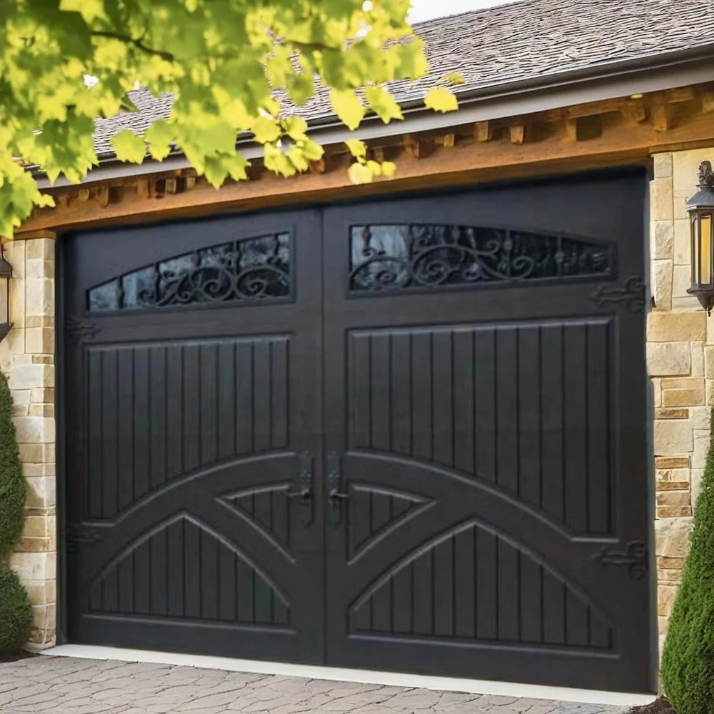 New American Sectional Overhead Garage Doors Design Solid Wood Villa Insulated Residential Single 8x7 Garage Door with Windows