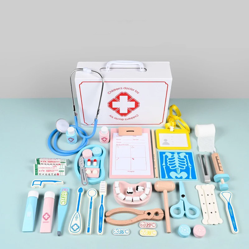 Early Educational Toy Medical Kit Kids Wooden Doctor Kits Toys Toddlers Pretend Play Medical Toy Kids Doctor Pretend Play kit