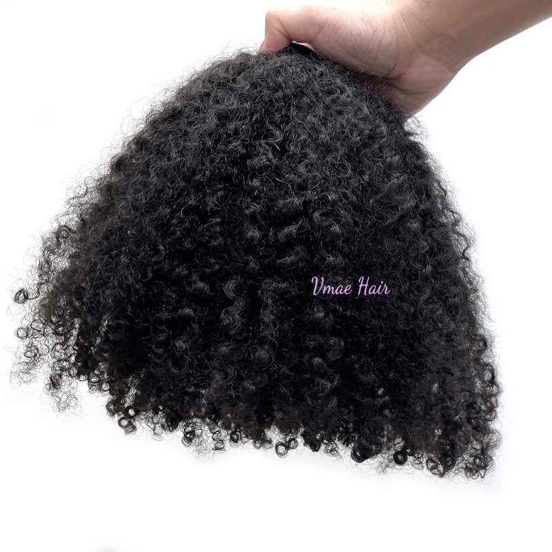 VMAE Wholesale Vietnamese Raw Cuticle Aligned Remy Human Hair PU Clip Ins Afro Kinky Curly Seamless Clip In Hair Extension