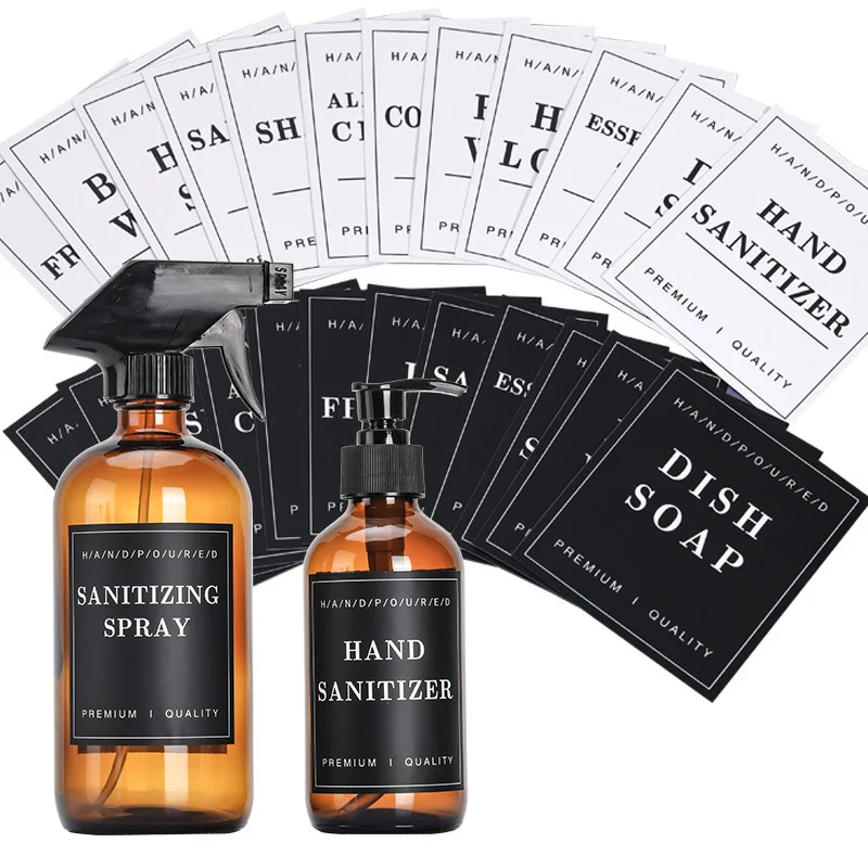 GMI Custom Black Bathroom Jar Organizer Label Glass Bottle Soap Dispenser Business Waterproof Self-adhesivee PVC Stickers